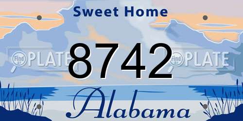 8742 Alabama License Plate