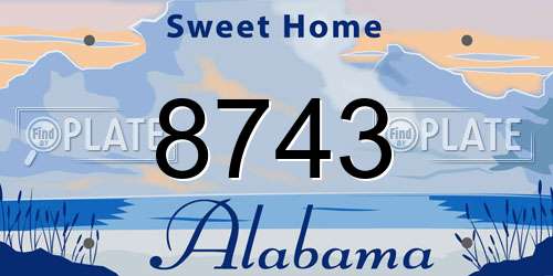 8743 Alabama License Plate