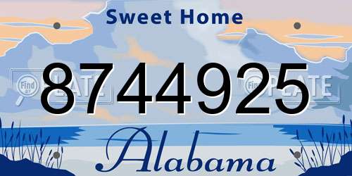8744925 Alabama License Plate