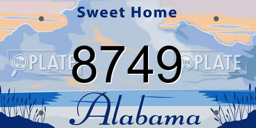 8749 Alabama License Plate