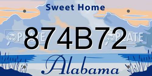 874B72 Alabama License Plate