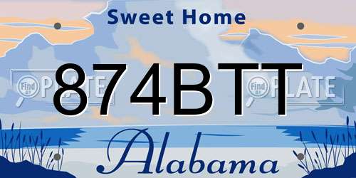 874BTT Alabama License Plate