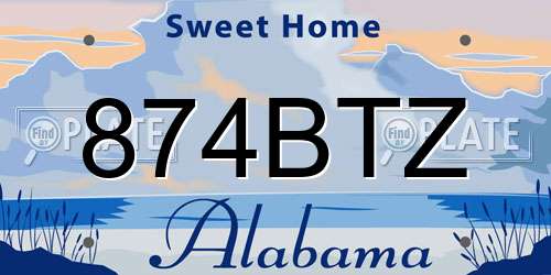 874BTZ Alabama License Plate