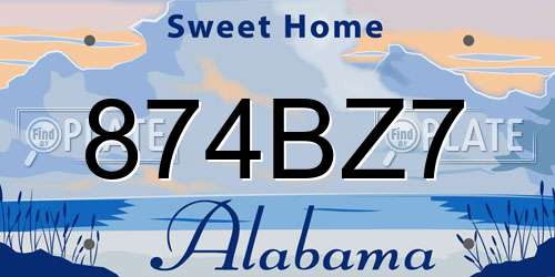 874BZ7 Alabama License Plate