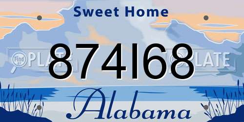 874I68 Alabama License Plate