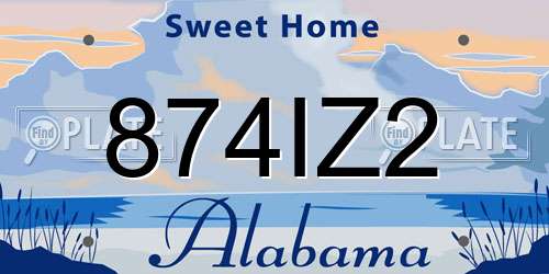 874IZ2 Alabama License Plate