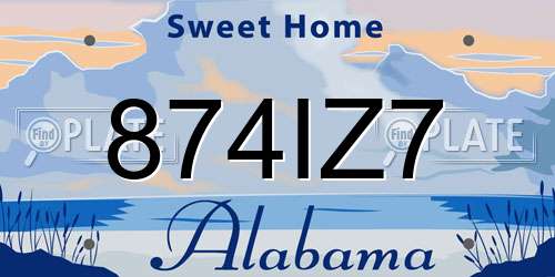 874IZ7 Alabama License Plate