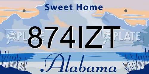 874IZT Alabama License Plate