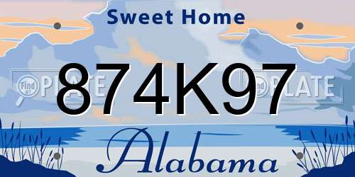 874K97 Alabama License Plate