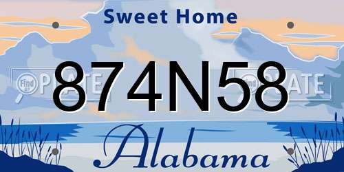 874N58 Alabama License Plate