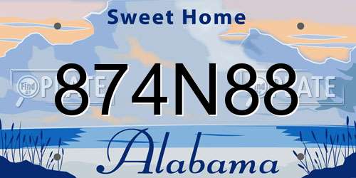 874N88 Alabama License Plate