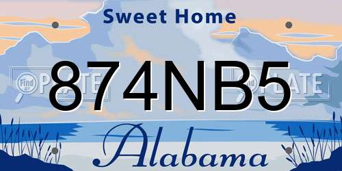 874NB5 Alabama License Plate