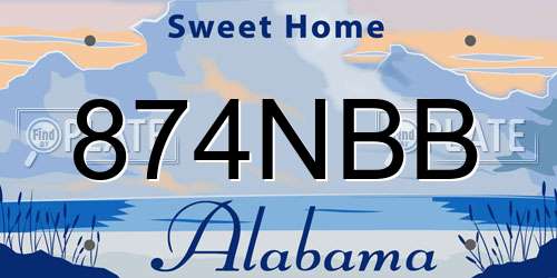 874NBB Alabama License Plate