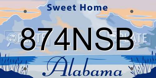 874NSB Alabama License Plate