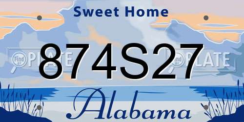 874S27 Alabama License Plate