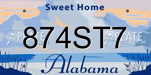 874ST7 Alabama License Plate
