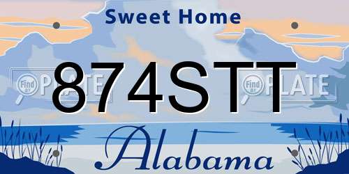874STT Alabama License Plate