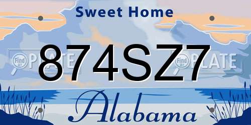 874SZ7 Alabama License Plate