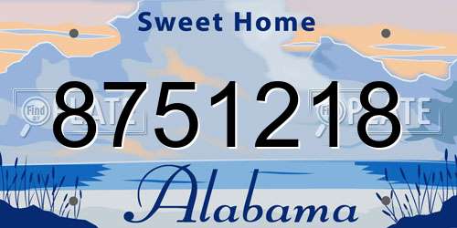 8751218 Alabama License Plate