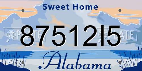 87512I5 Alabama License Plate
