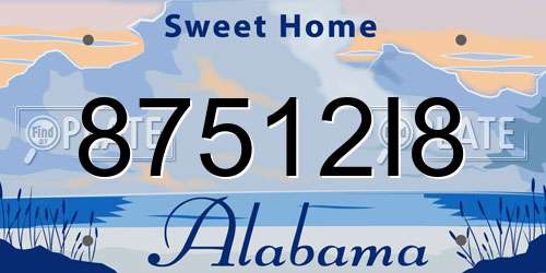 87512I8 Alabama License Plate