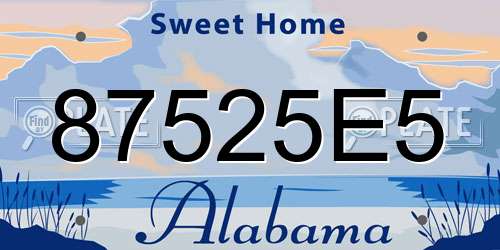 87525E5 Alabama License Plate