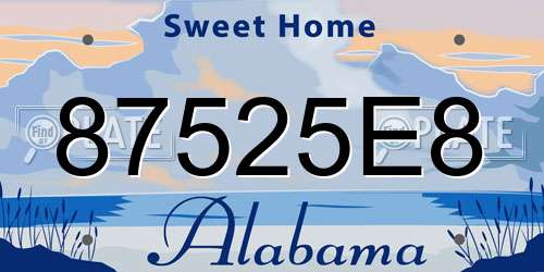 87525E8 Alabama License Plate