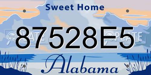 87528E5 Alabama License Plate
