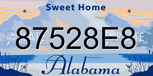 87528E8 Alabama License Plate