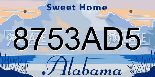 8753AD5 Alabama License Plate