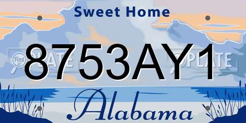 8753AY1 Alabama License Plate