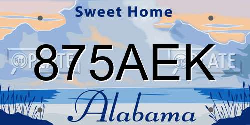 875AEK Alabama License Plate