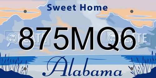 875MQ6 Alabama License Plate