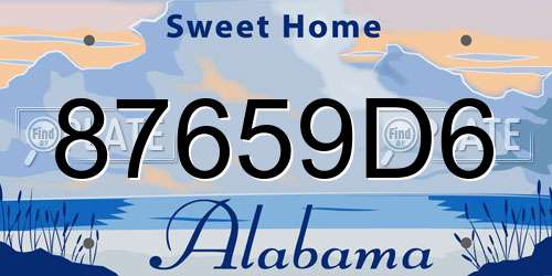 87659D6 Alabama License Plate