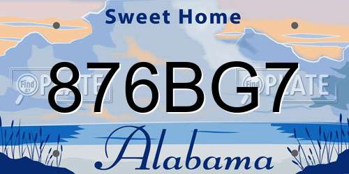 876BG7 Alabama License Plate