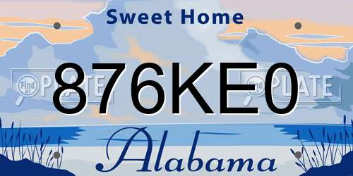 876KE0 Alabama License Plate