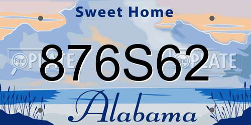 876S62 Alabama License Plate