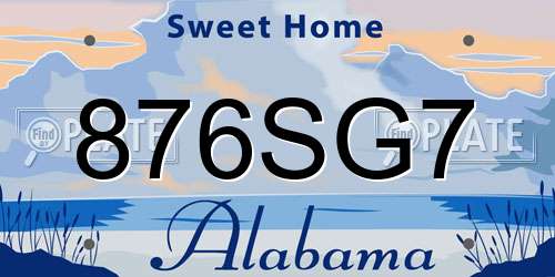 876SG7 Alabama License Plate
