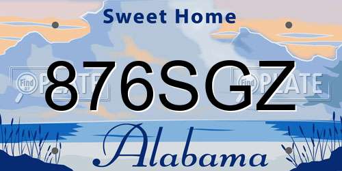 876SGZ Alabama License Plate
