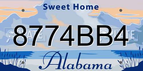 8774BB4 Alabama License Plate