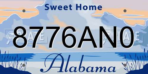 8776AN0 Alabama License Plate