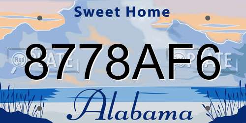 8778AF6 Alabama License Plate