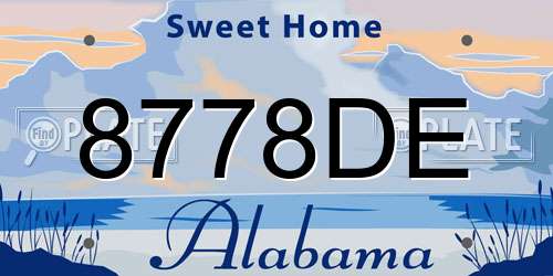 8778DE Alabama License Plate