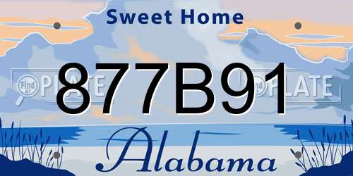 877B91 Alabama License Plate
