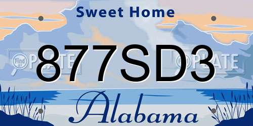 877SD3 Alabama License Plate