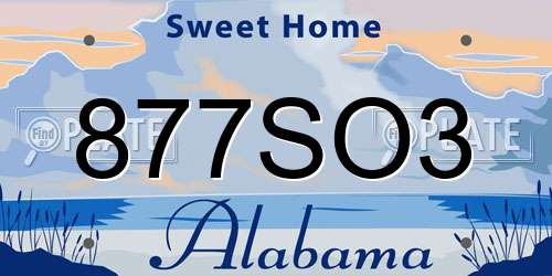 877SO3 Alabama License Plate
