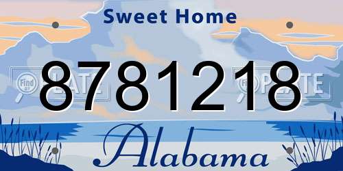 8781218 Alabama License Plate