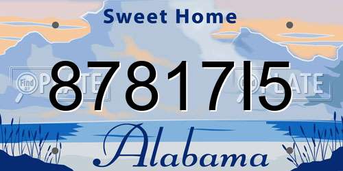 87817I5 Alabama License Plate