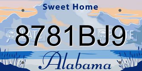 8781BJ9 Alabama License Plate
