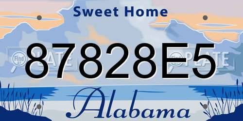 87828E5 Alabama License Plate